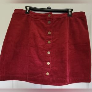 Burgundy suede mini skirt